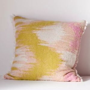 Anthropologie woven Crisanta pillow - maize, pink